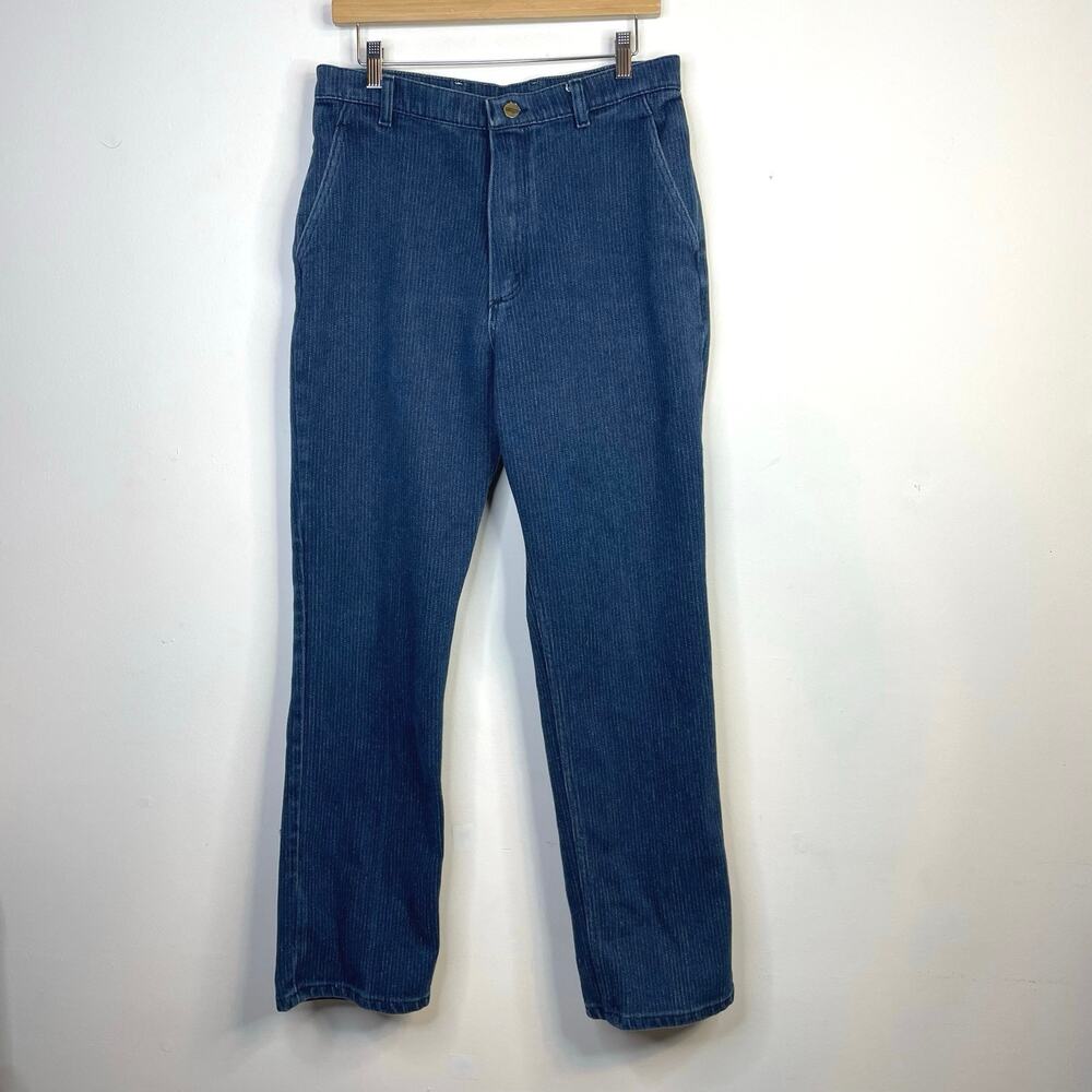 Vintage Wrangler Pinstripe Denim Trouser Jeans High Waist Straight Leg misses 18